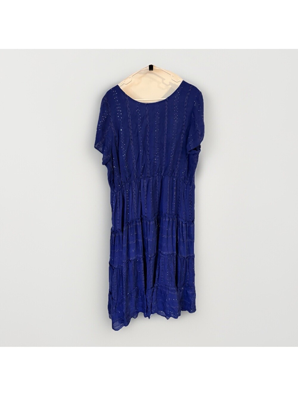 Soft Surroundings Dress Women 1X Blue Kara Tiered Peasant Boho Sequin Maxi Chic - Picture 9 of 9